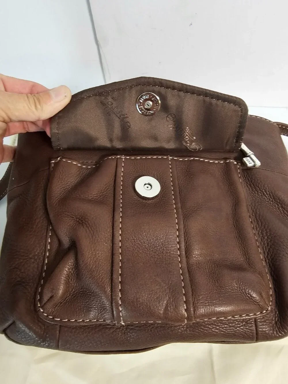 Fossil Bag Brown Leather Shoulder Y2K Classic Casual 75082